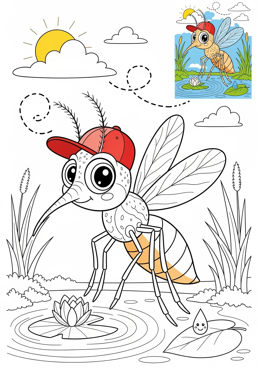 advanced animals Insects & Arachnids mosquito kids coloring page 1