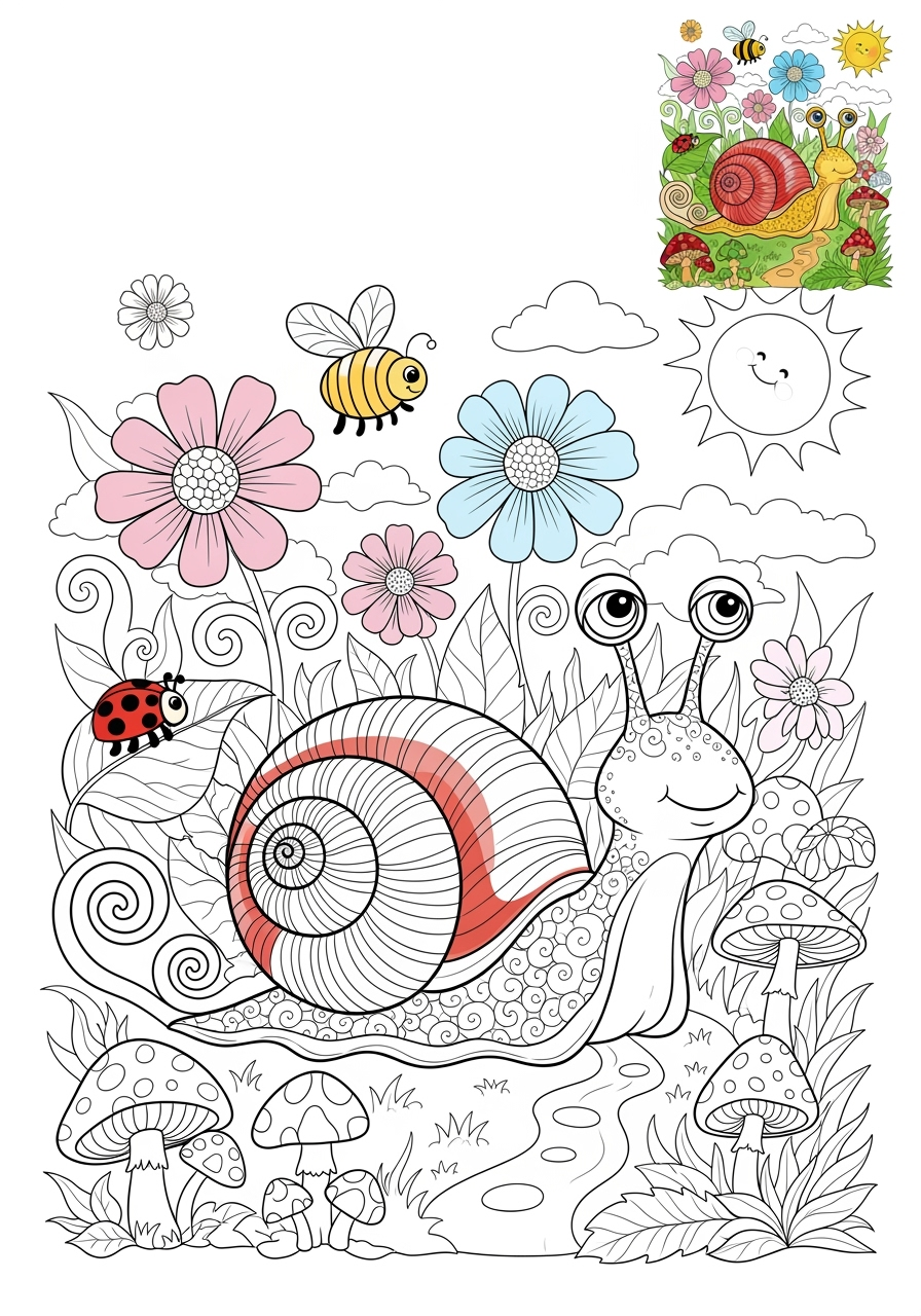 advanced animals Insects & Arachnids snail kids coloring page 0