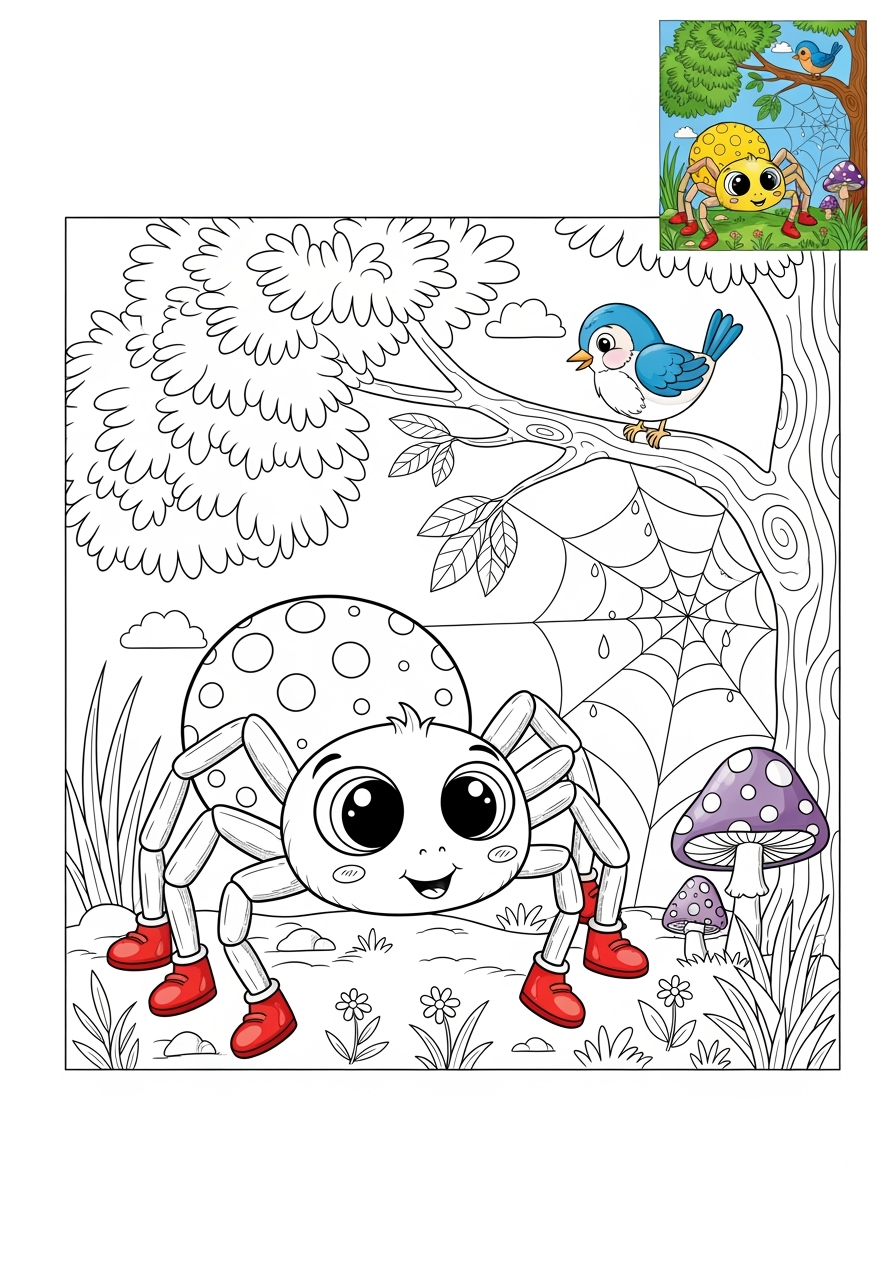 advanced animals Insects & Arachnids spider kids coloring page 0