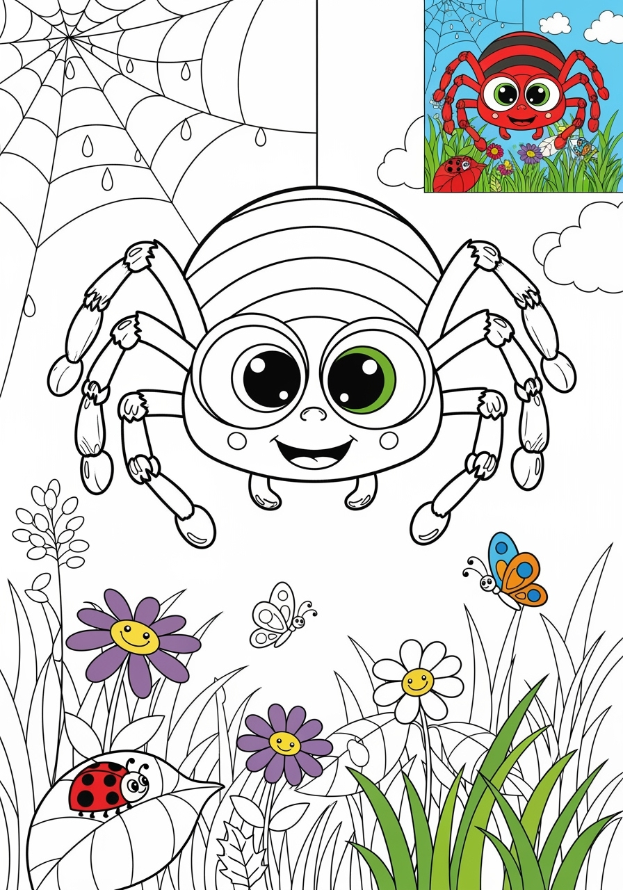 advanced animals Insects & Arachnids spider kids coloring page 1