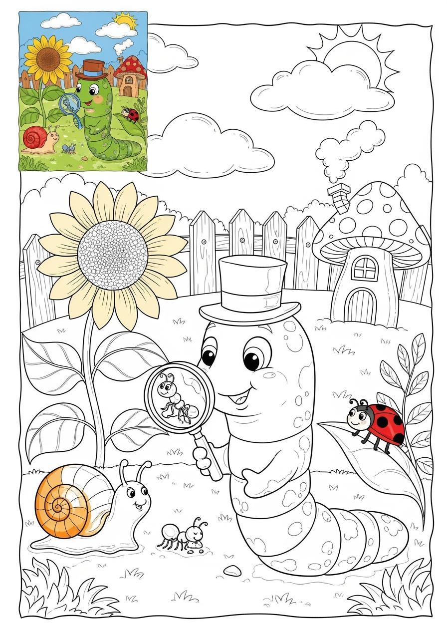 advanced animals Insects & Arachnids worm kids coloring page 0