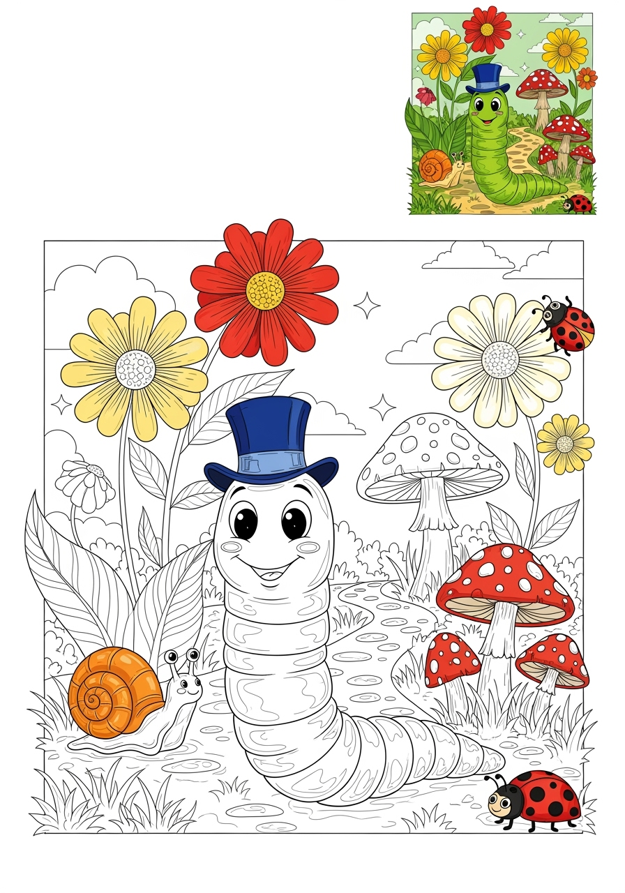 advanced animals Insects & Arachnids worm kids coloring page 1