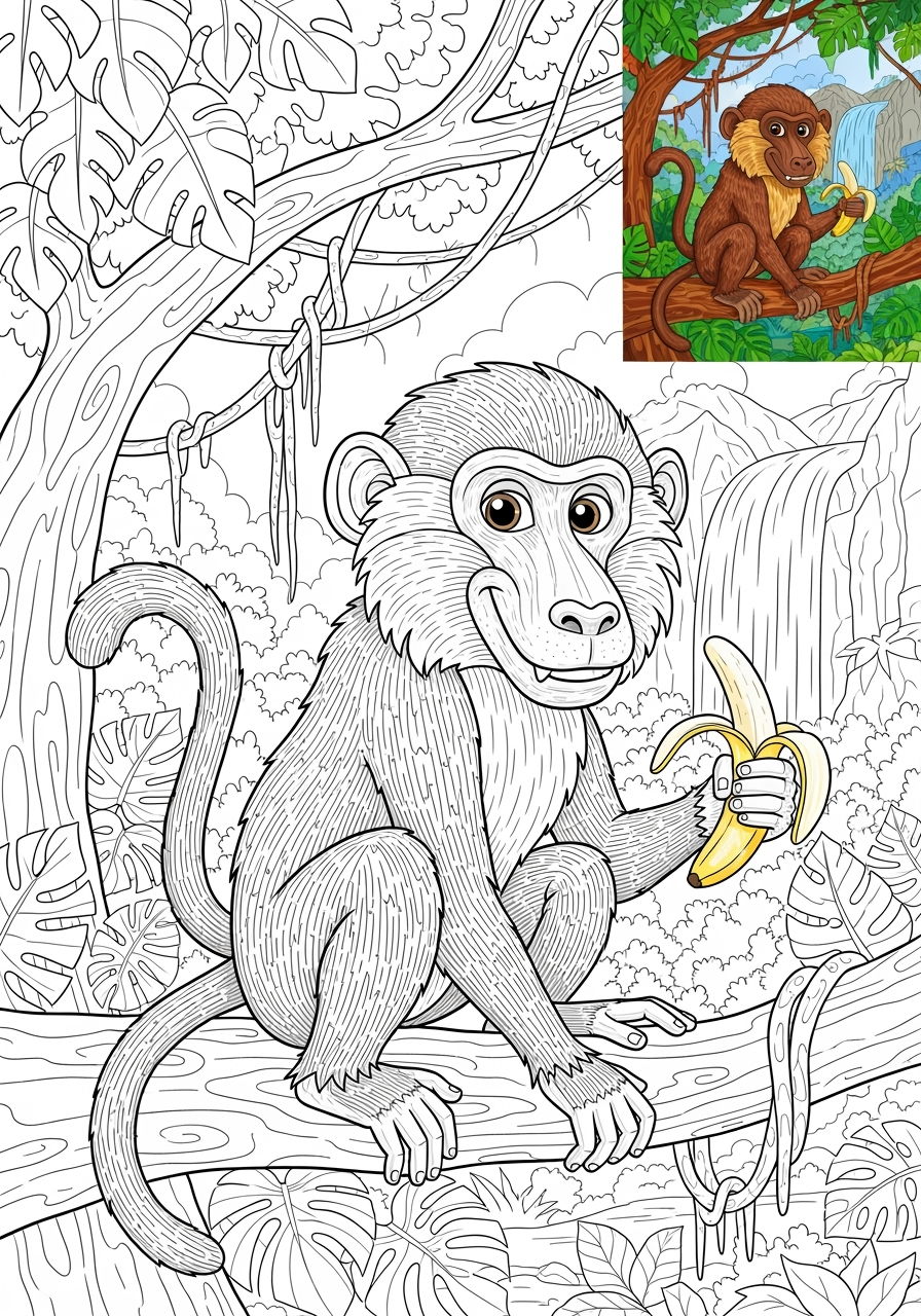 advanced animals 아프리카 야생동물 baboon kids coloring page 1