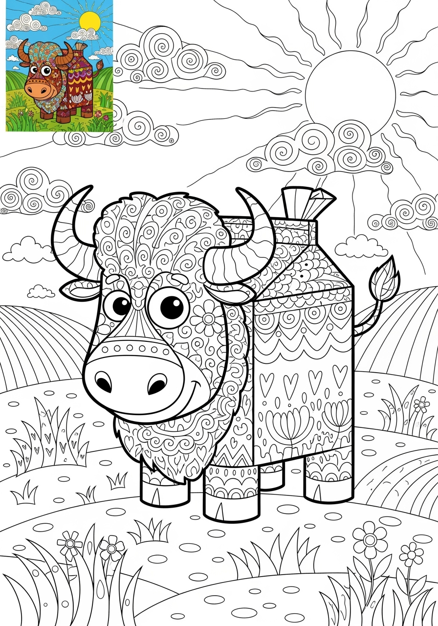 advanced animals 아프리카 야생동물 buffalo kids coloring page 0
