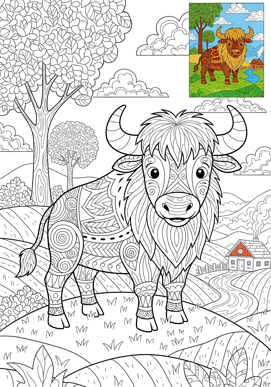 advanced animals 아프리카 야생동물 buffalo kids coloring page 1
