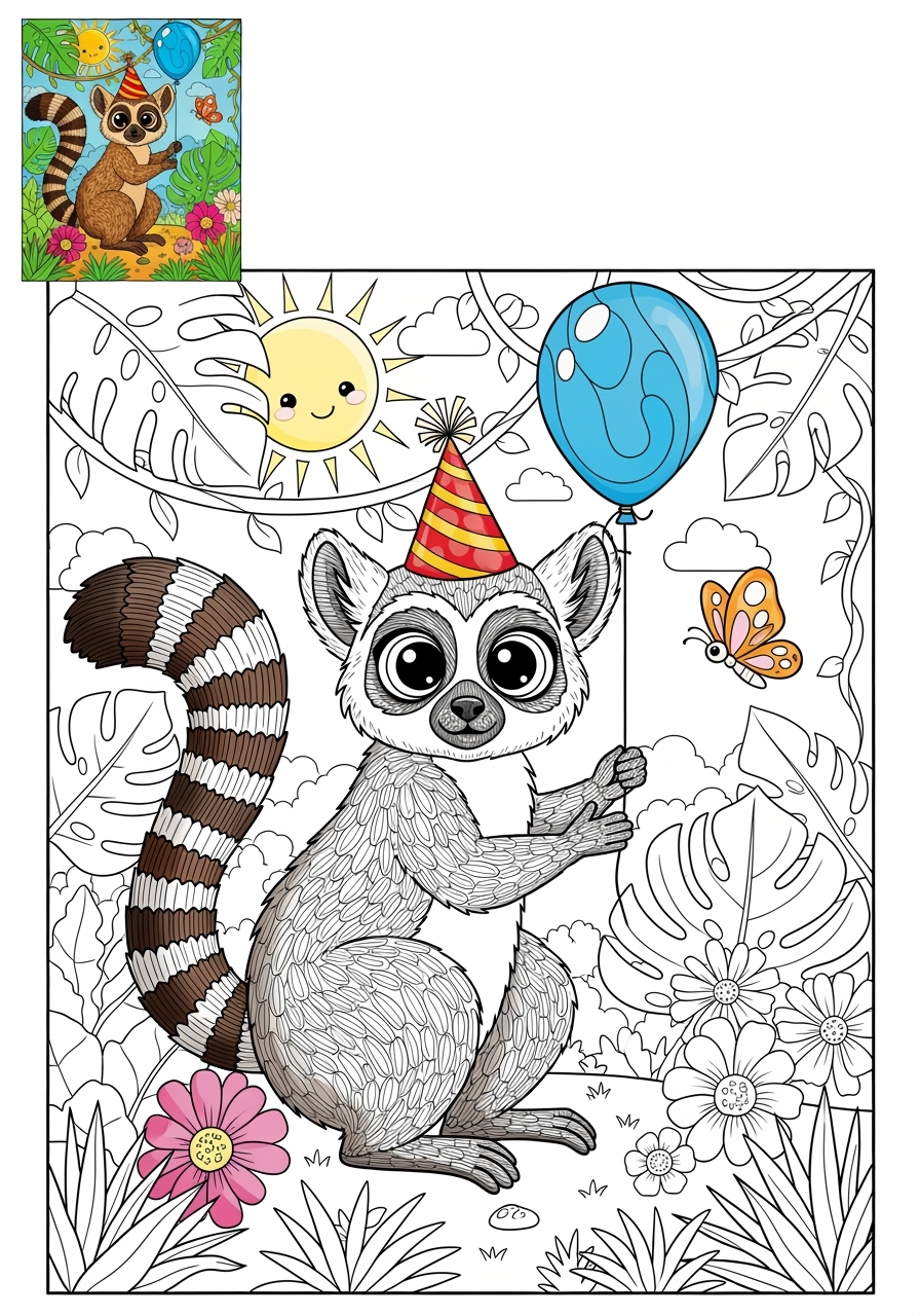 advanced animals 아프리카 야생동물 lemur kids coloring page 0