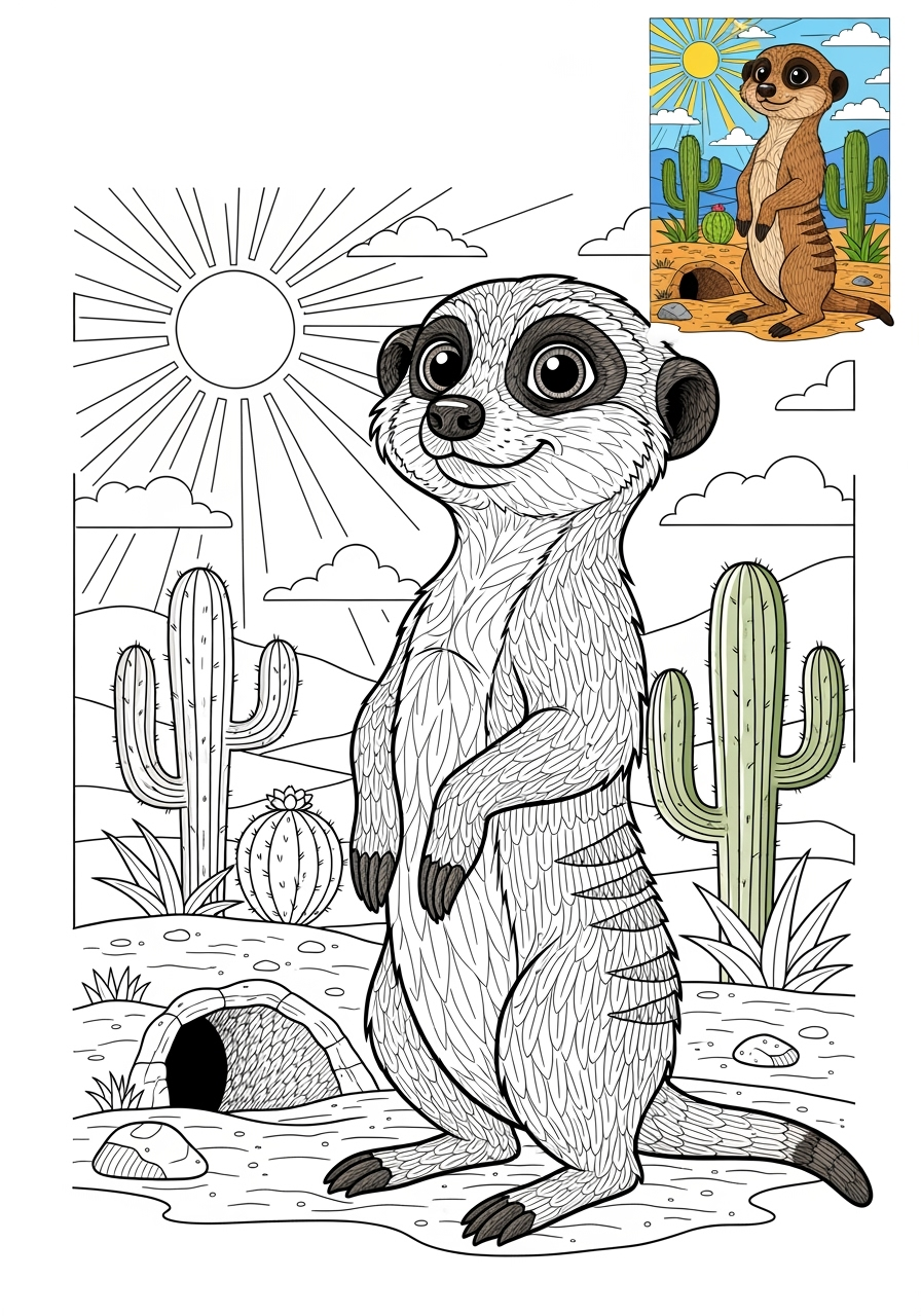 advanced animals 아프리카 야생동물 meerkat kids coloring page 0