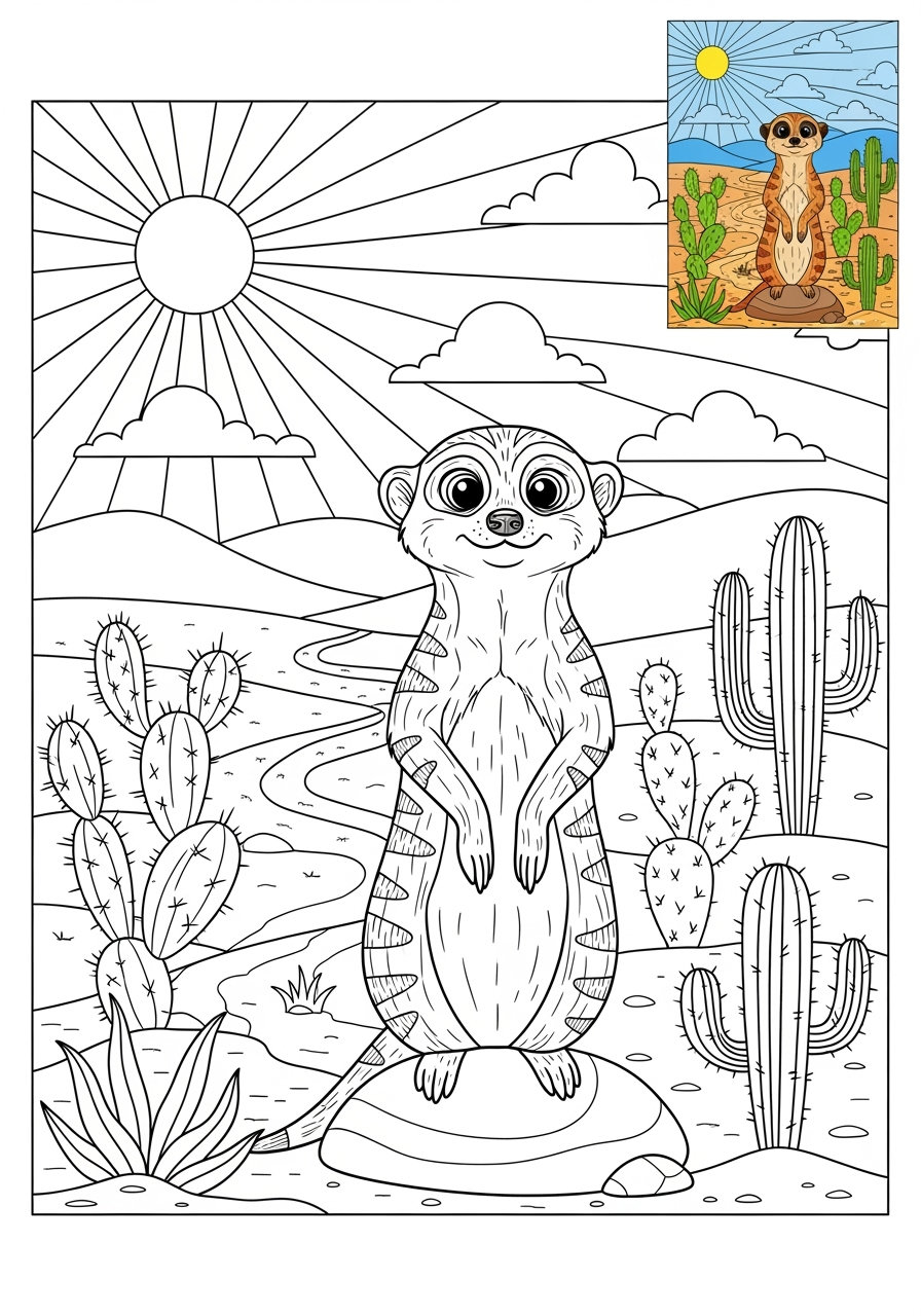 advanced animals 아프리카 야생동물 meerkat kids coloring page 1