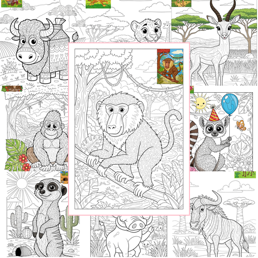 Advanced Animals African Wildlife Coloring Sheets Collections Thumbnail