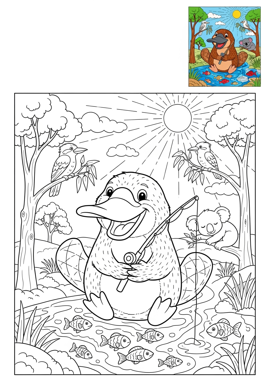 advanced animals Arctic/Polar & Unique Birds/Marsupials platypus kids coloring page 0