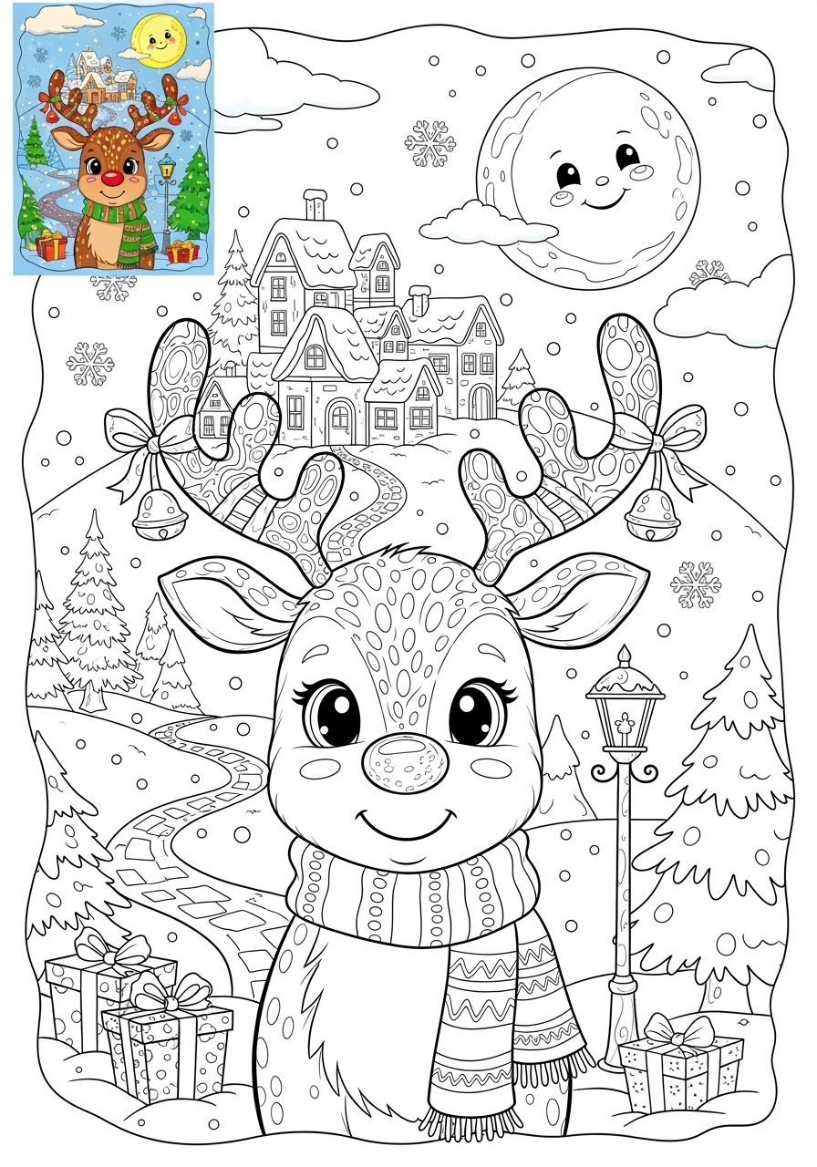advanced animals Arctic/Polar & Unique Birds/Marsupials reindeer kids coloring page 0