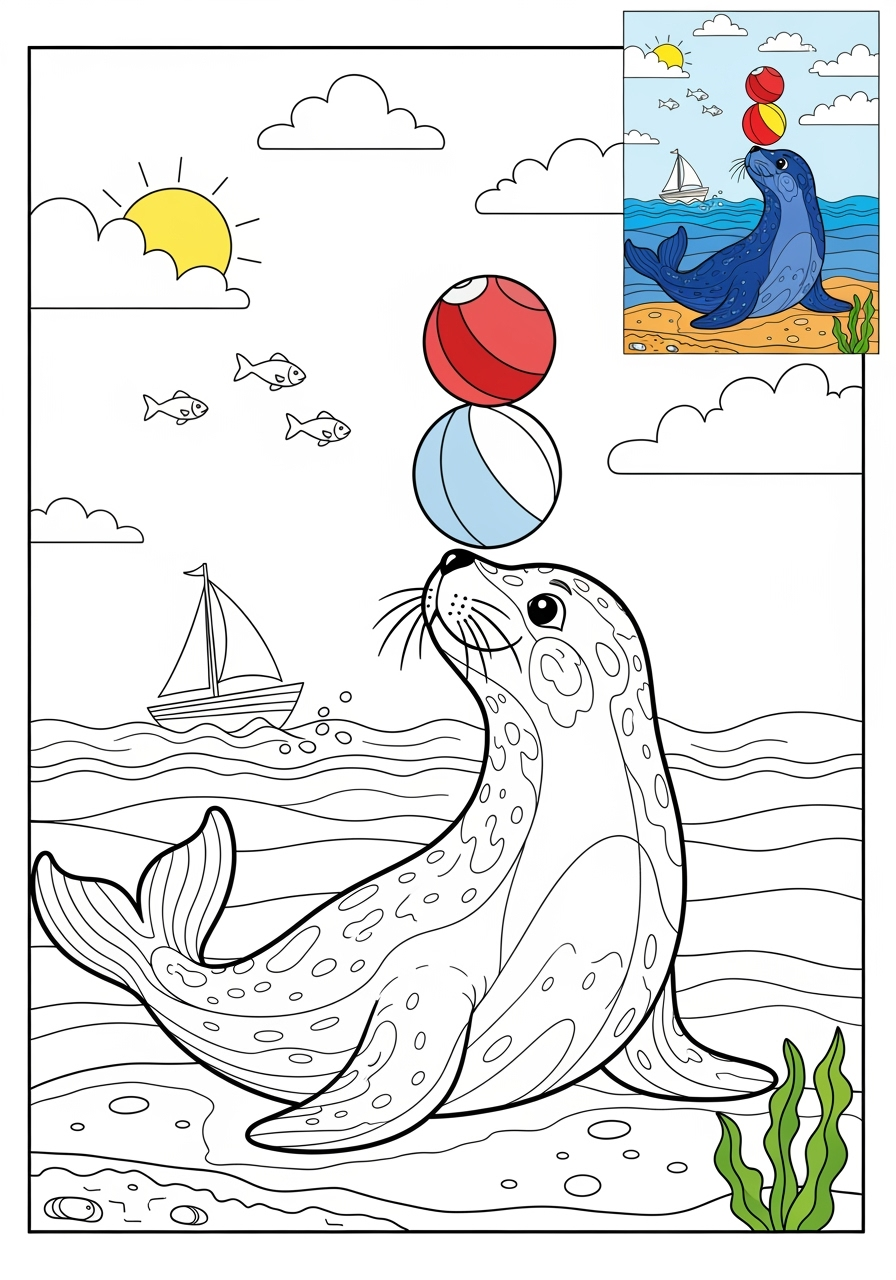 advanced animals Arctic/Polar & Unique Birds/Marsupials seal kids coloring page 1