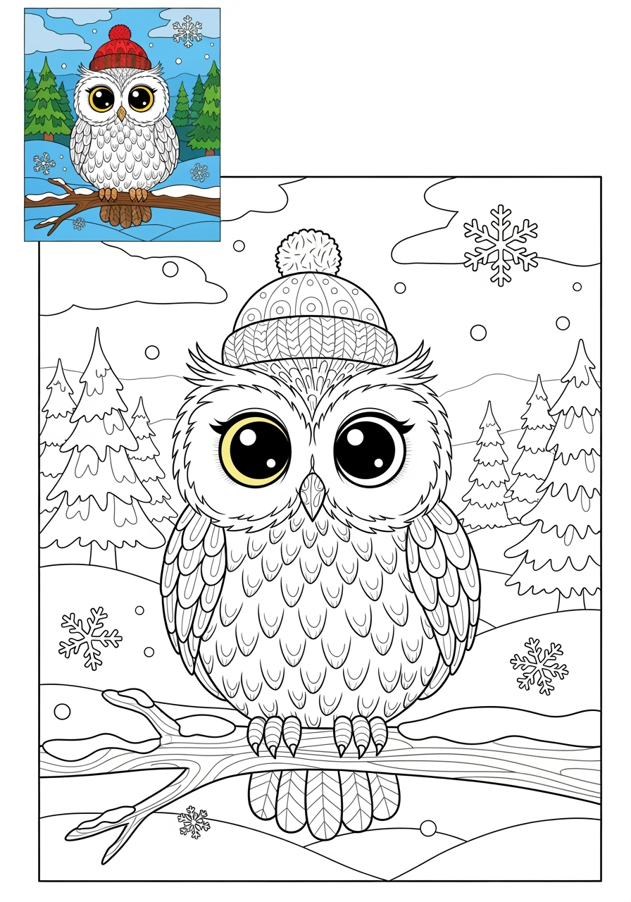 advanced animals Arctic/Polar & Unique Birds/Marsupials snowy owl kids coloring page 1