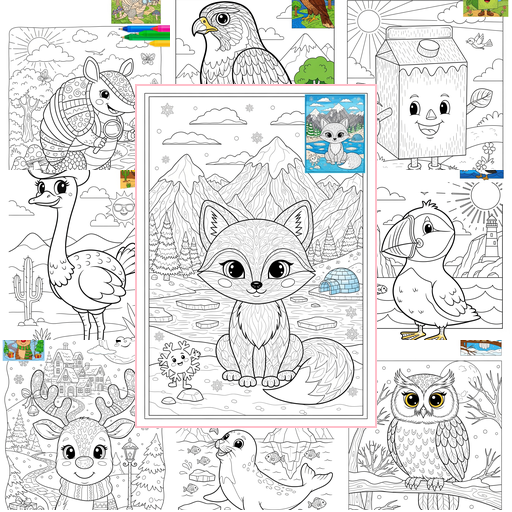 Advanced Animals Arctic/Polar & Unique Birds/Marsupials Coloring Sheets Collections Thumbnail