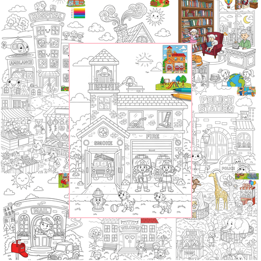 Advanced Buildings and Places Community Buildings Coloring Sheets Collections Thumbnail
