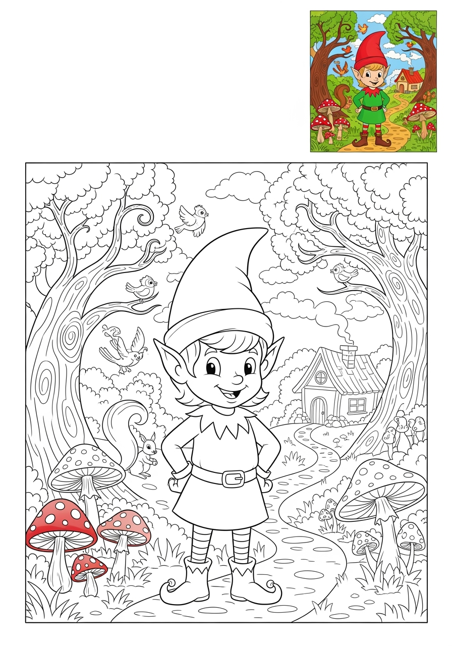 advanced fantasy and fairy tales Characters elf kids coloring page 1