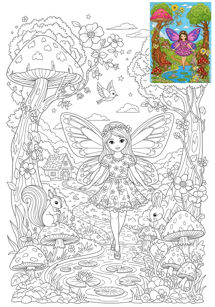 advanced fantasy and fairy tales Characters fairy kids coloring page 1
