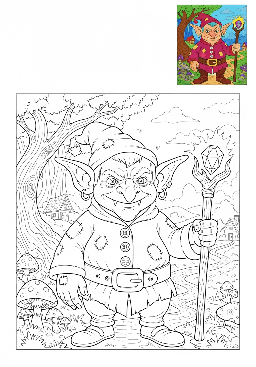 advanced fantasy and fairy tales Characters goblin kids coloring page 0