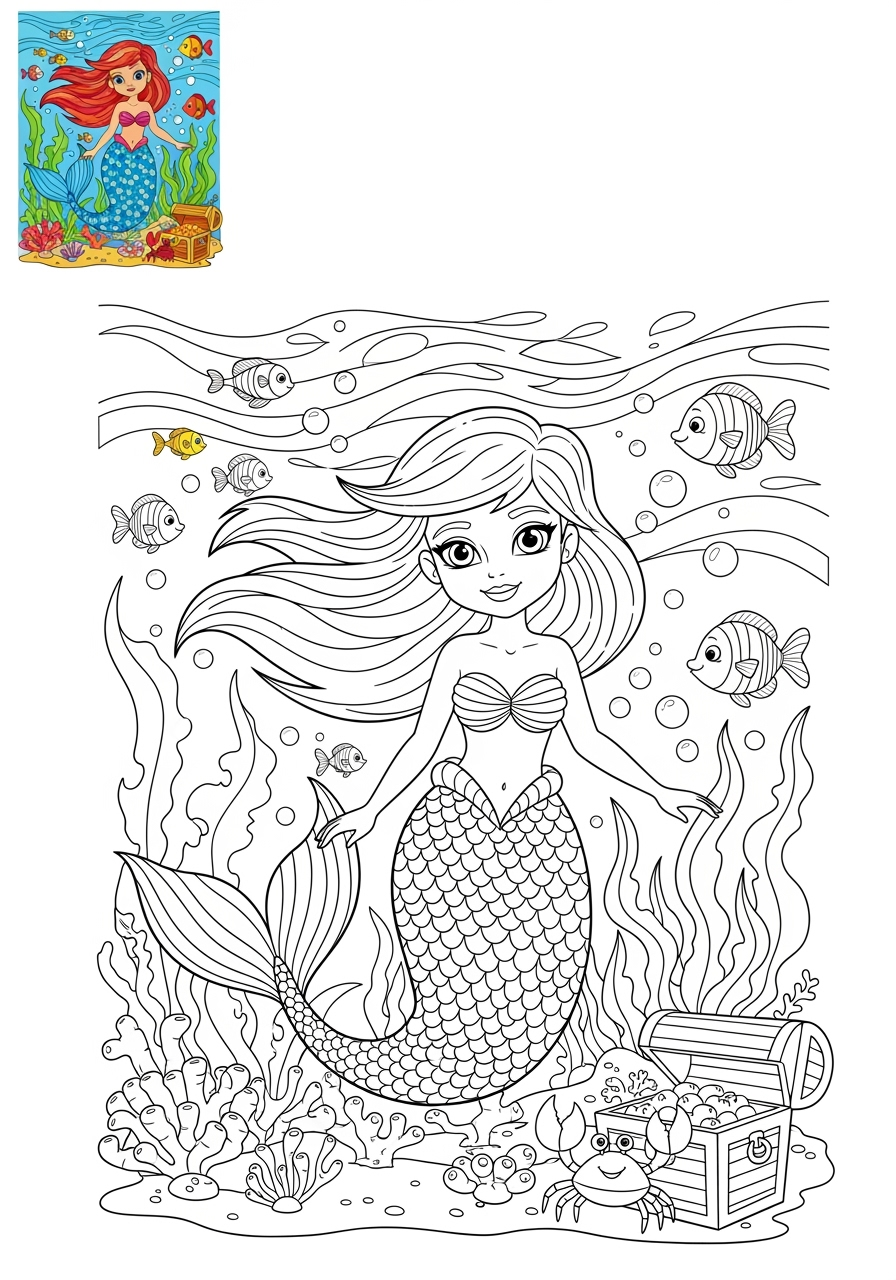 advanced fantasy and fairy tales Creatures mermaid kids coloring page 0