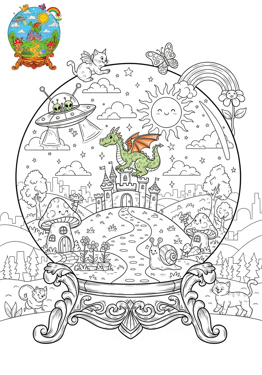 advanced fantasy and fairy tales Magic & Objects crystal ball kids coloring page 0