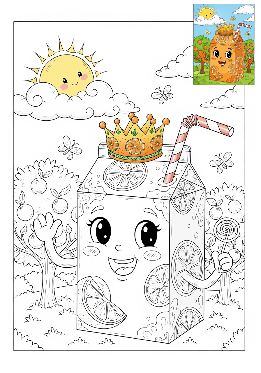advanced food and treats Fruits orange kids coloring page 0