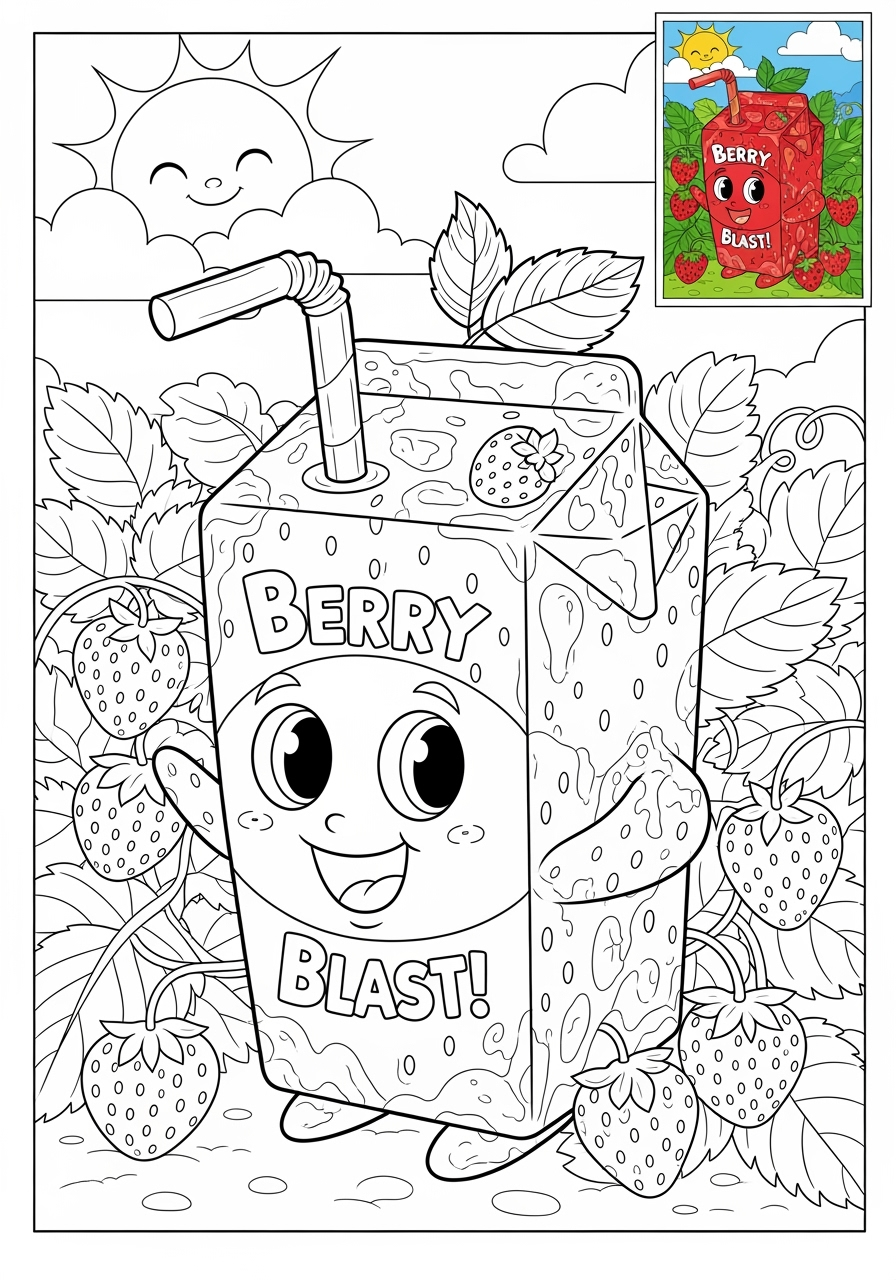 advanced food and treats Fruits strawberry kids coloring page 1
