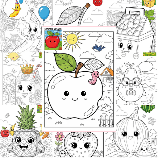 Advanced Food and Treats Fruits Coloring Sheets Collections Thumbnail