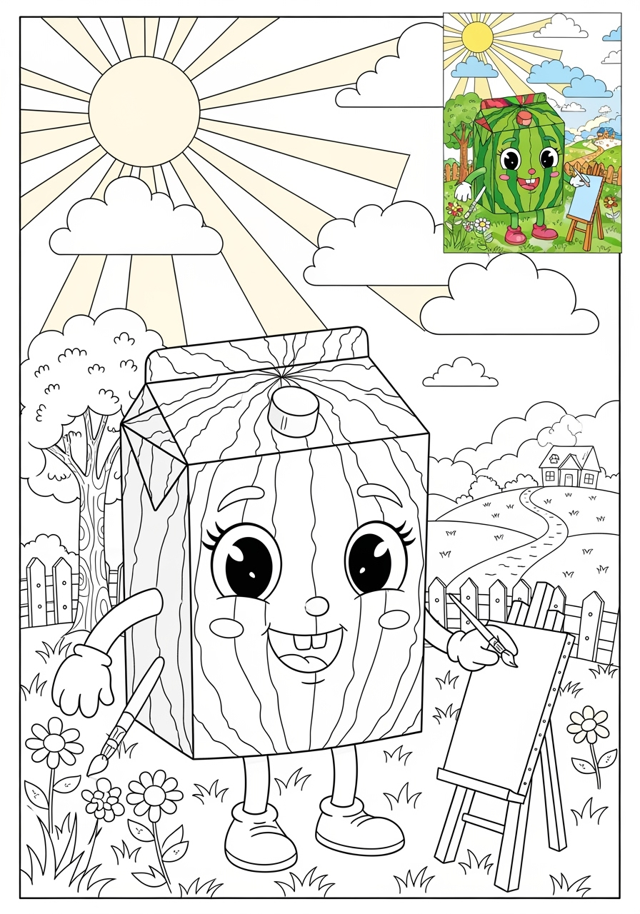 advanced food and treats Fruits watermelon kids coloring page 1