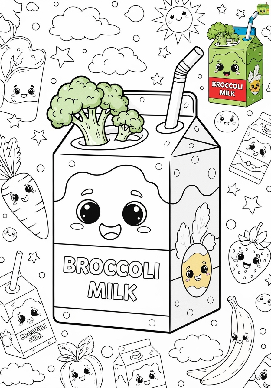 advanced food and treats Vegetables broccoli kids coloring page 0