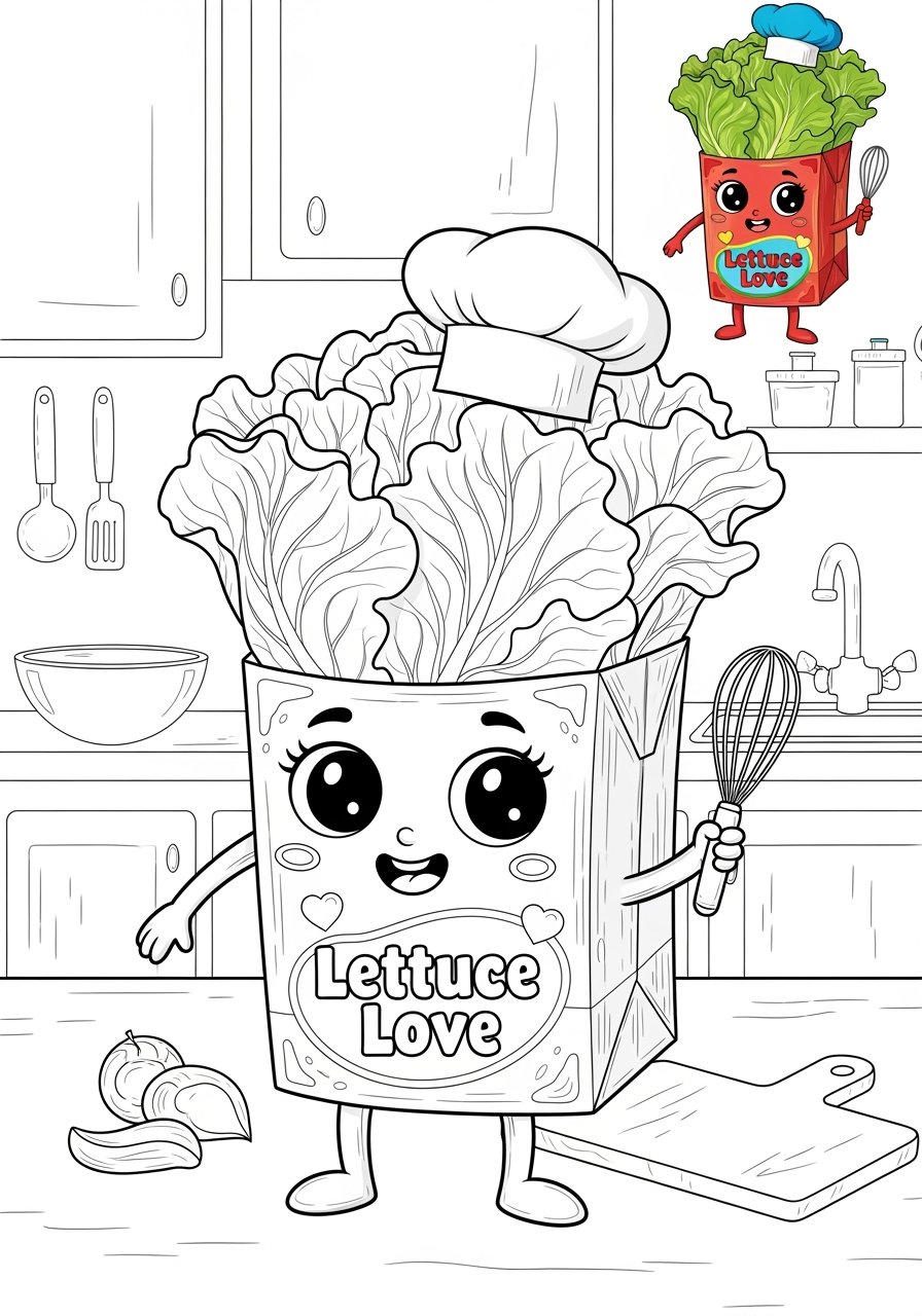 advanced food and treats Vegetables lettuce kids coloring page 0