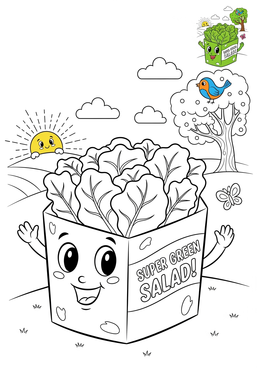 advanced food and treats Vegetables lettuce kids coloring page 1