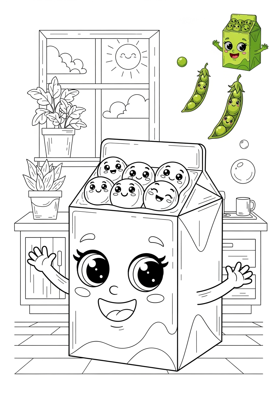 advanced food and treats Vegetables peas kids coloring page 0
