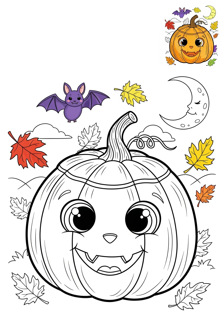 advanced food and treats Vegetables pumpkin kids coloring page 0