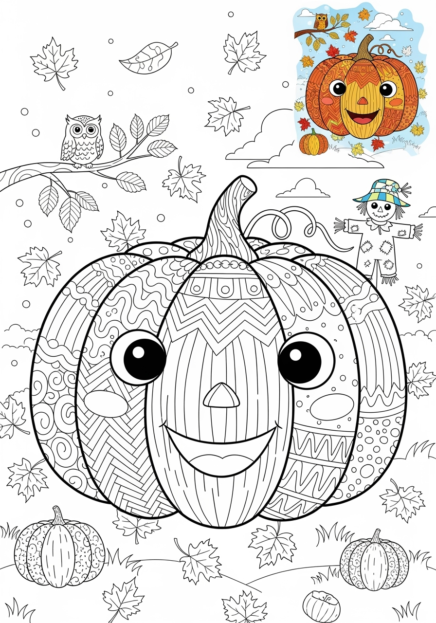 advanced food and treats Vegetables pumpkin kids coloring page 1