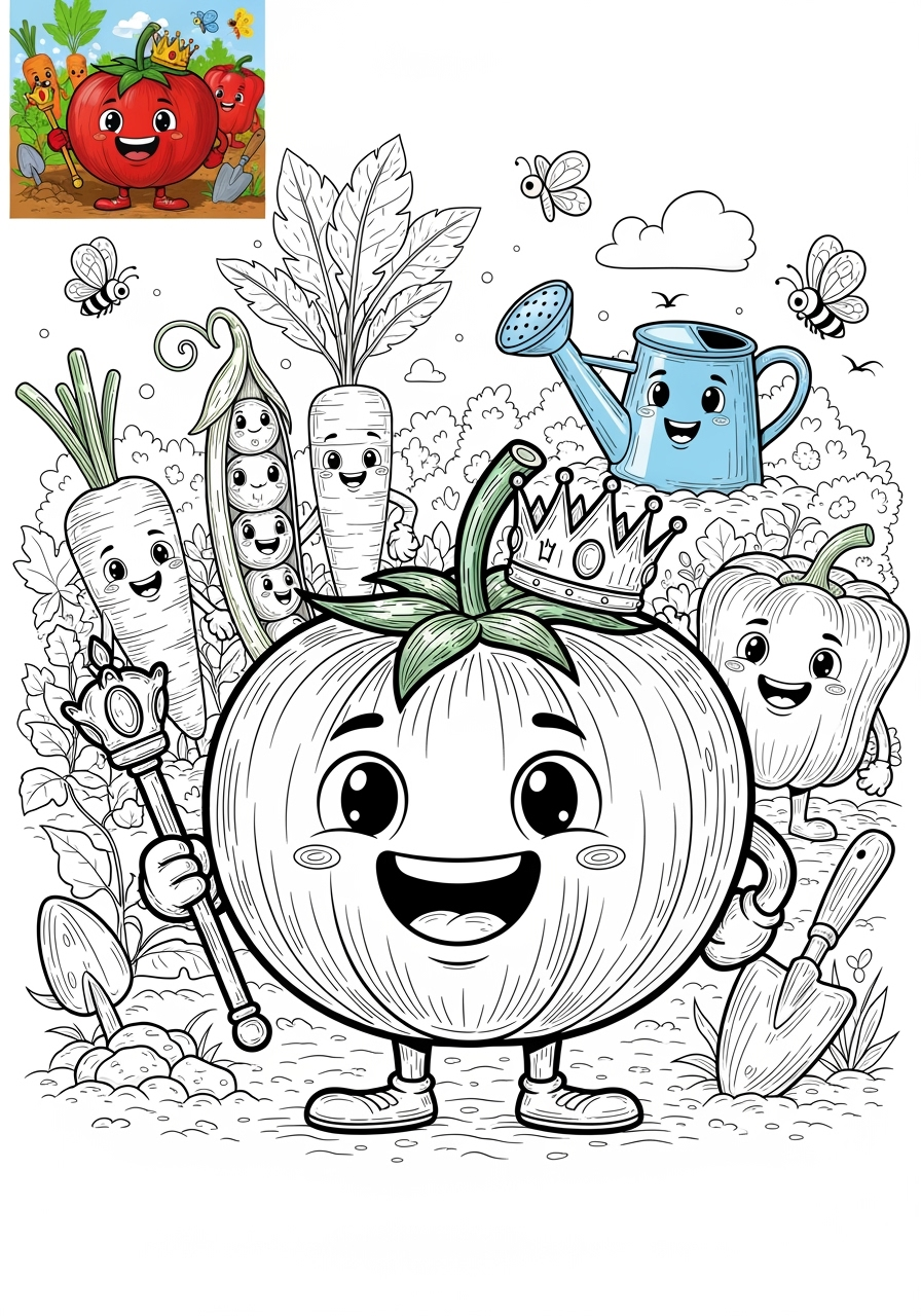 advanced food and treats Vegetables tomato kids coloring page 1