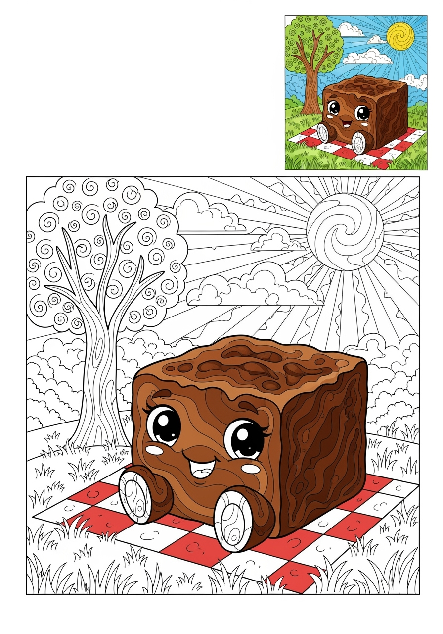 advanced food and treats Desserts brownie kids coloring page 0