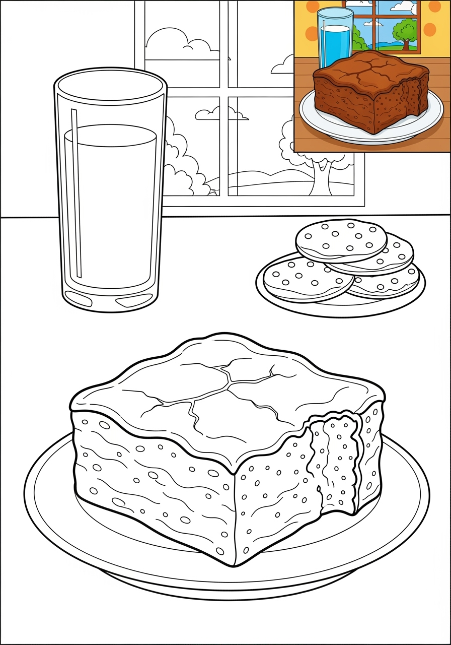 advanced food and treats Desserts brownie kids coloring page 1