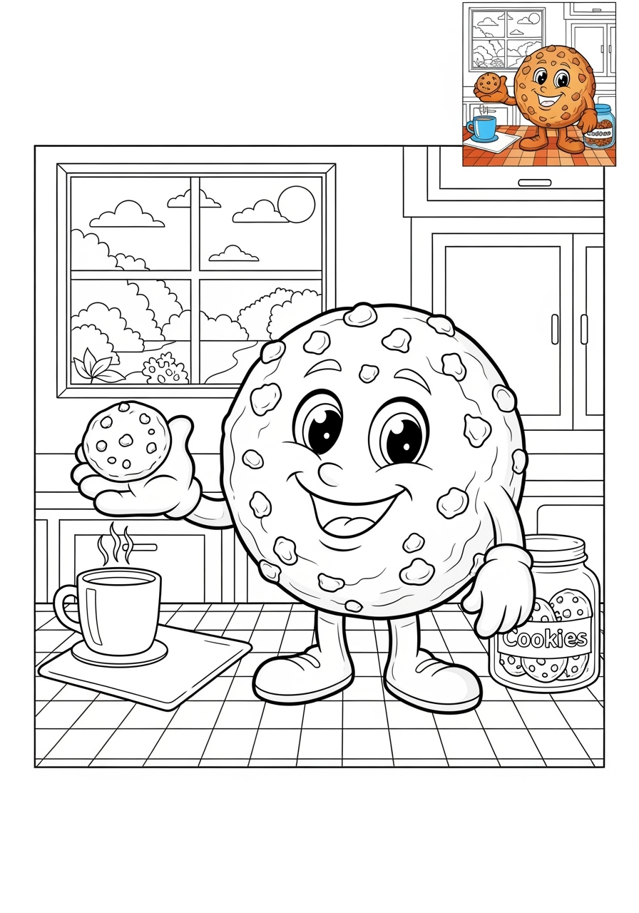 advanced food and treats Desserts cookie kids coloring page 1