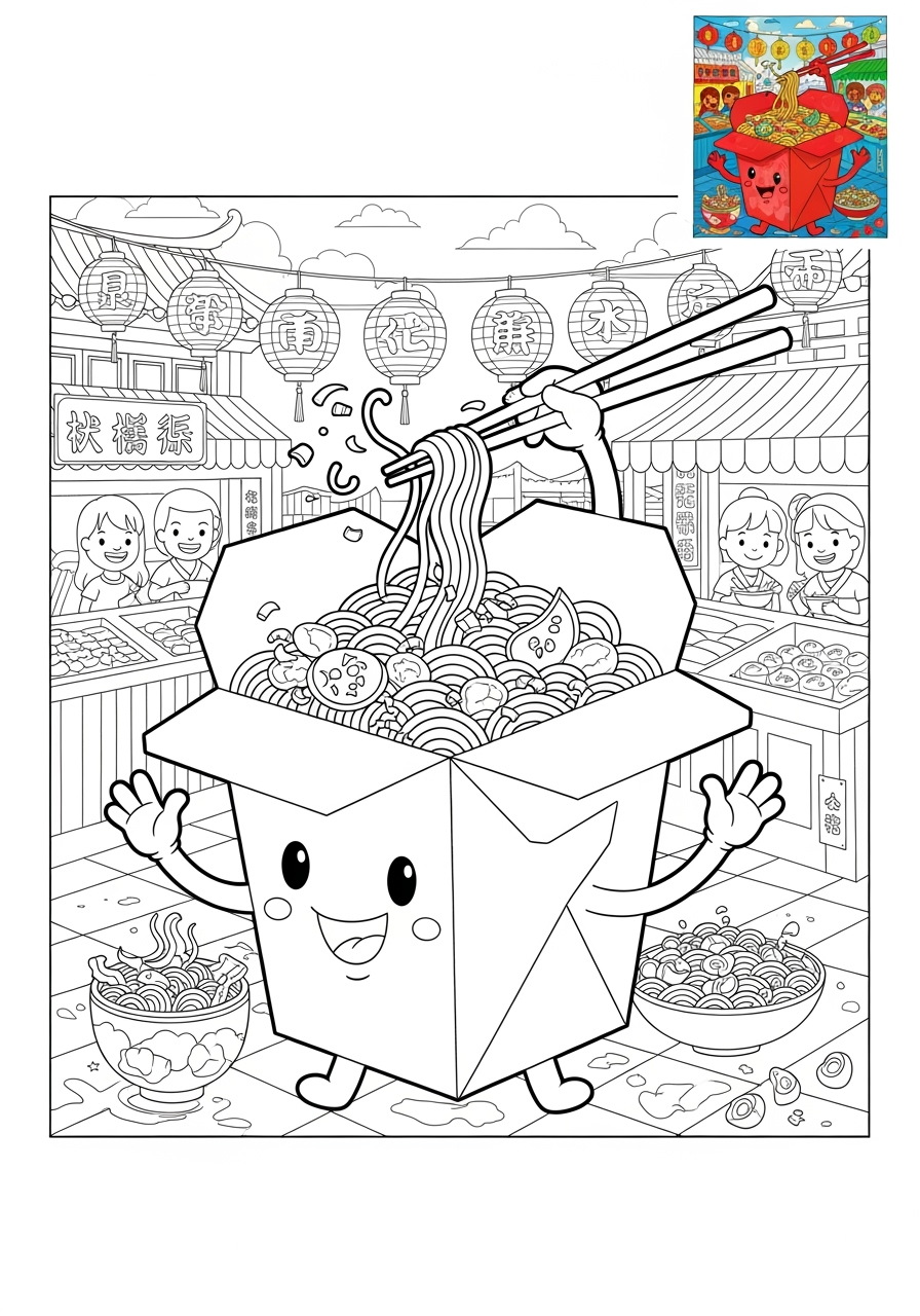 advanced food and treats Snacks & Meals noodles kids coloring page 0