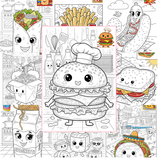 Advanced Food and Treats Snacks & Meals Coloring Sheets Collections Thumbnail