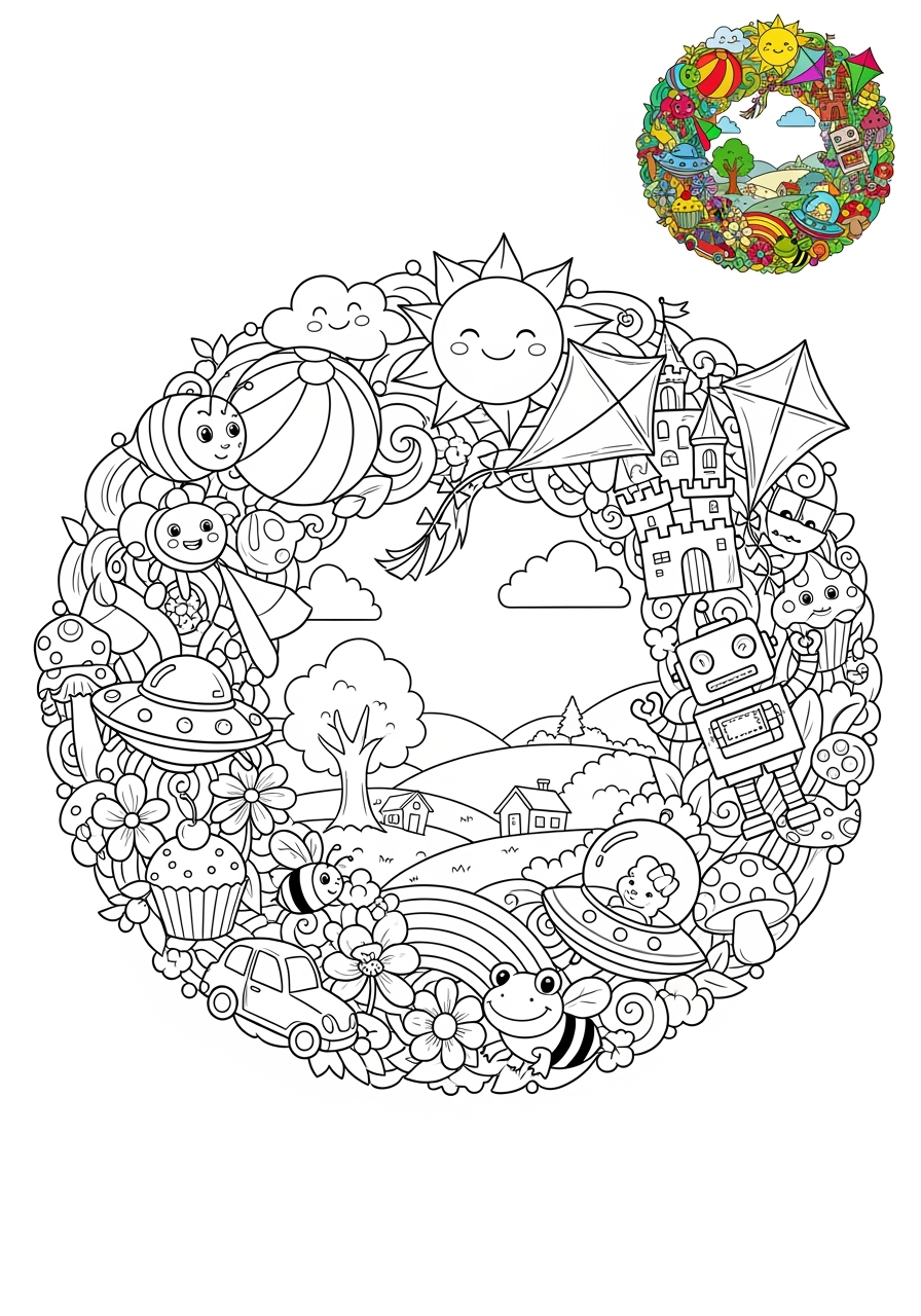 advanced holidays and celebrations Christmas wreath kids coloring page 1