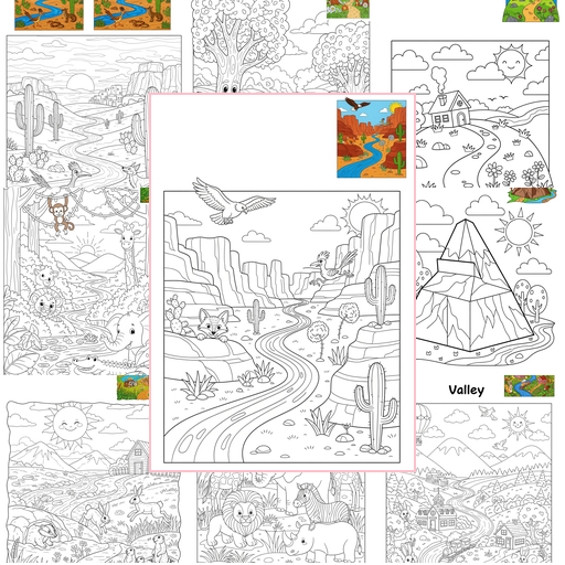 Advanced Nature and Scenery Landscapes Coloring Sheets Collections Thumbnail