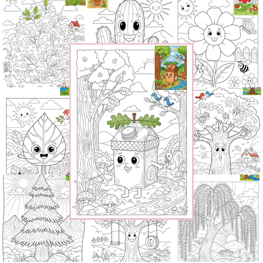 Advanced Nature and Scenery Plants & Trees Coloring Sheets Collections Thumbnail