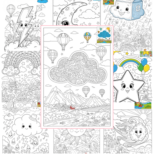 Advanced Nature and Scenery Weather & Sky Coloring Sheets Collections Thumbnail