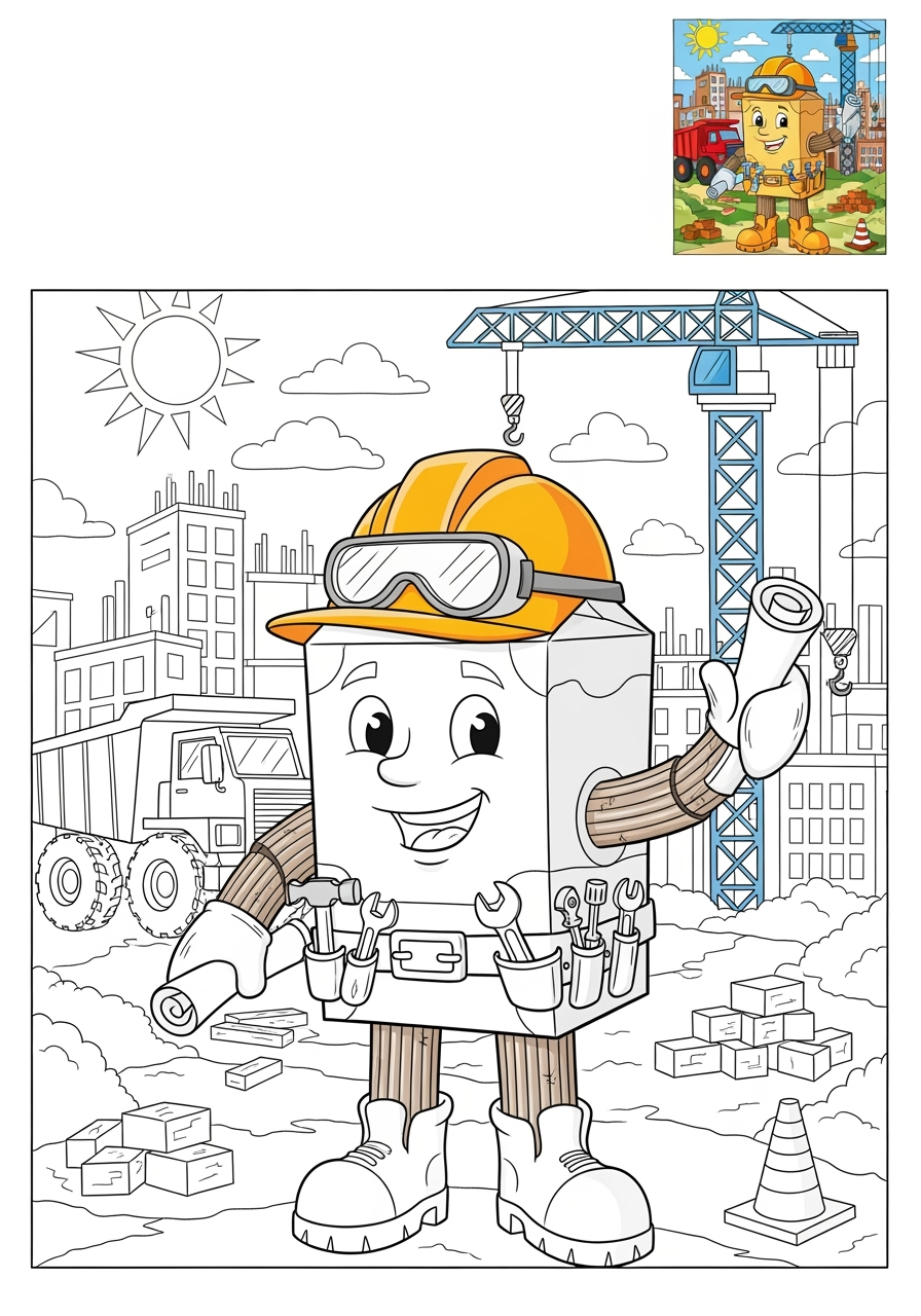 advanced people and professions Community Helpers construction worker kids coloring page 1