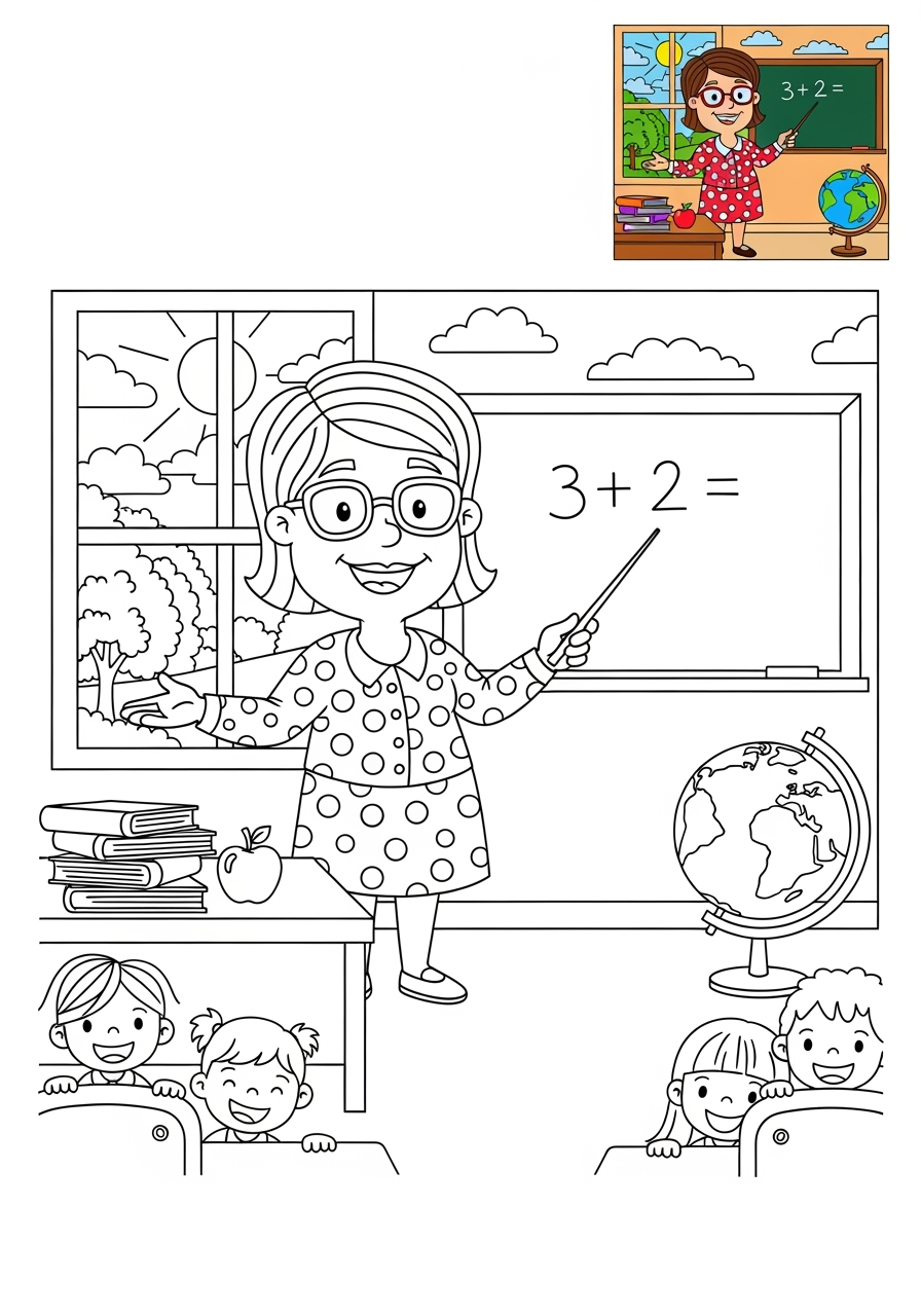 advanced people and professions Community Helpers teacher kids coloring page 0