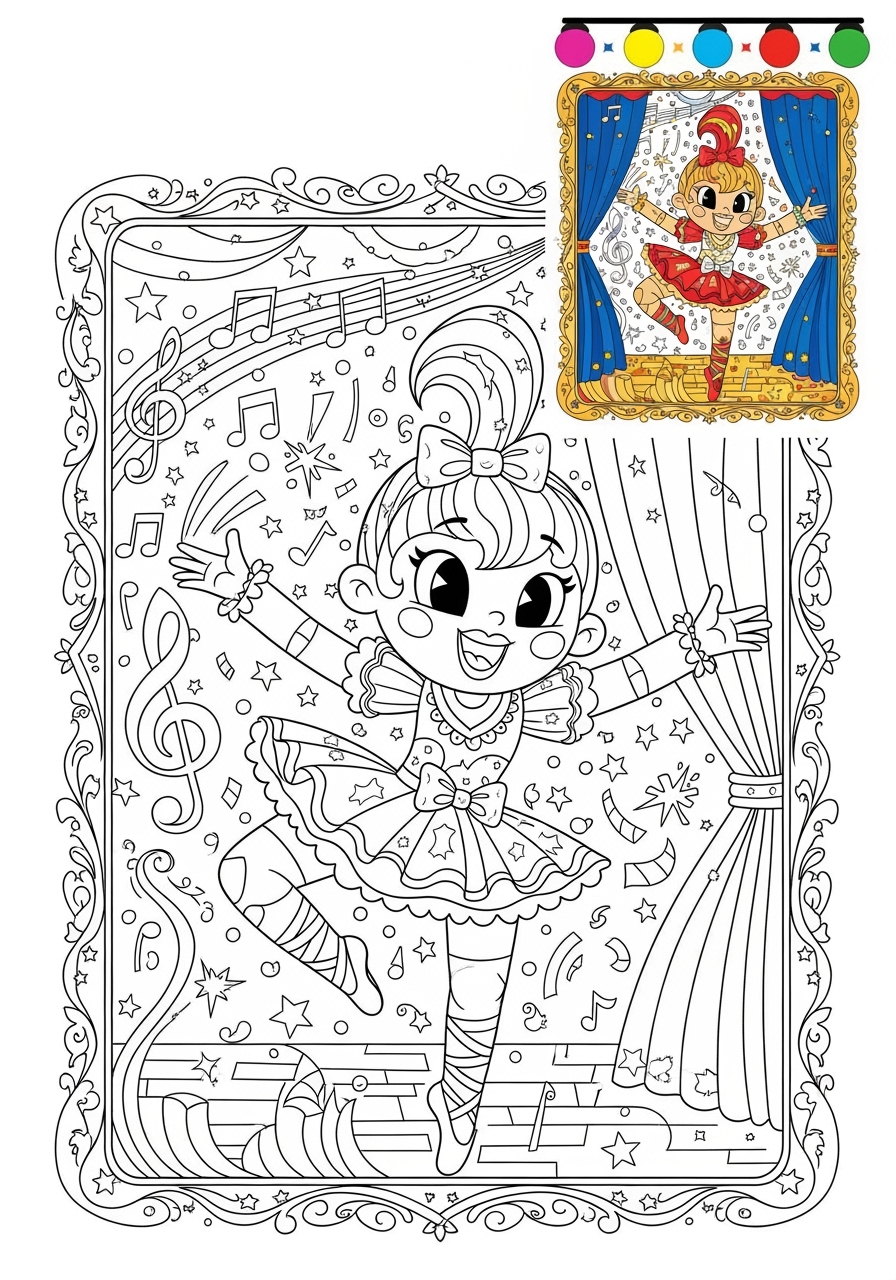 advanced people and professions Artists & Performers dancer kids coloring page 1