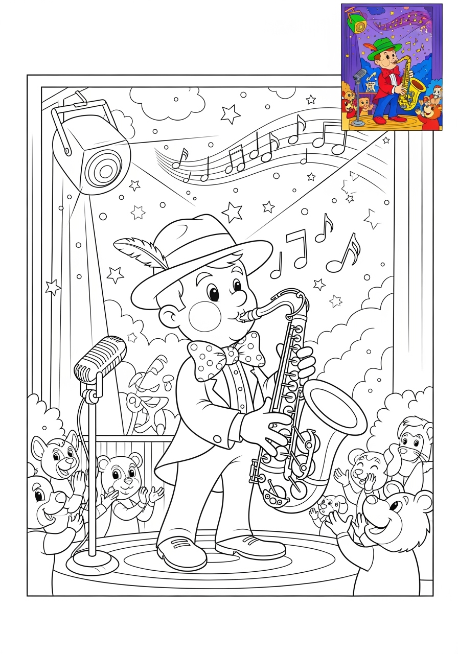 advanced people and professions Artists & Performers musician kids coloring page 0