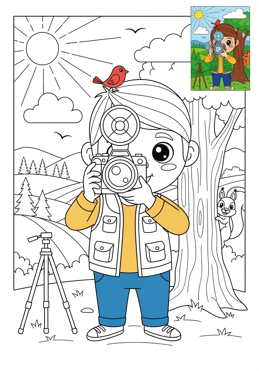 advanced people and professions Artists & Performers photographer kids coloring page 0