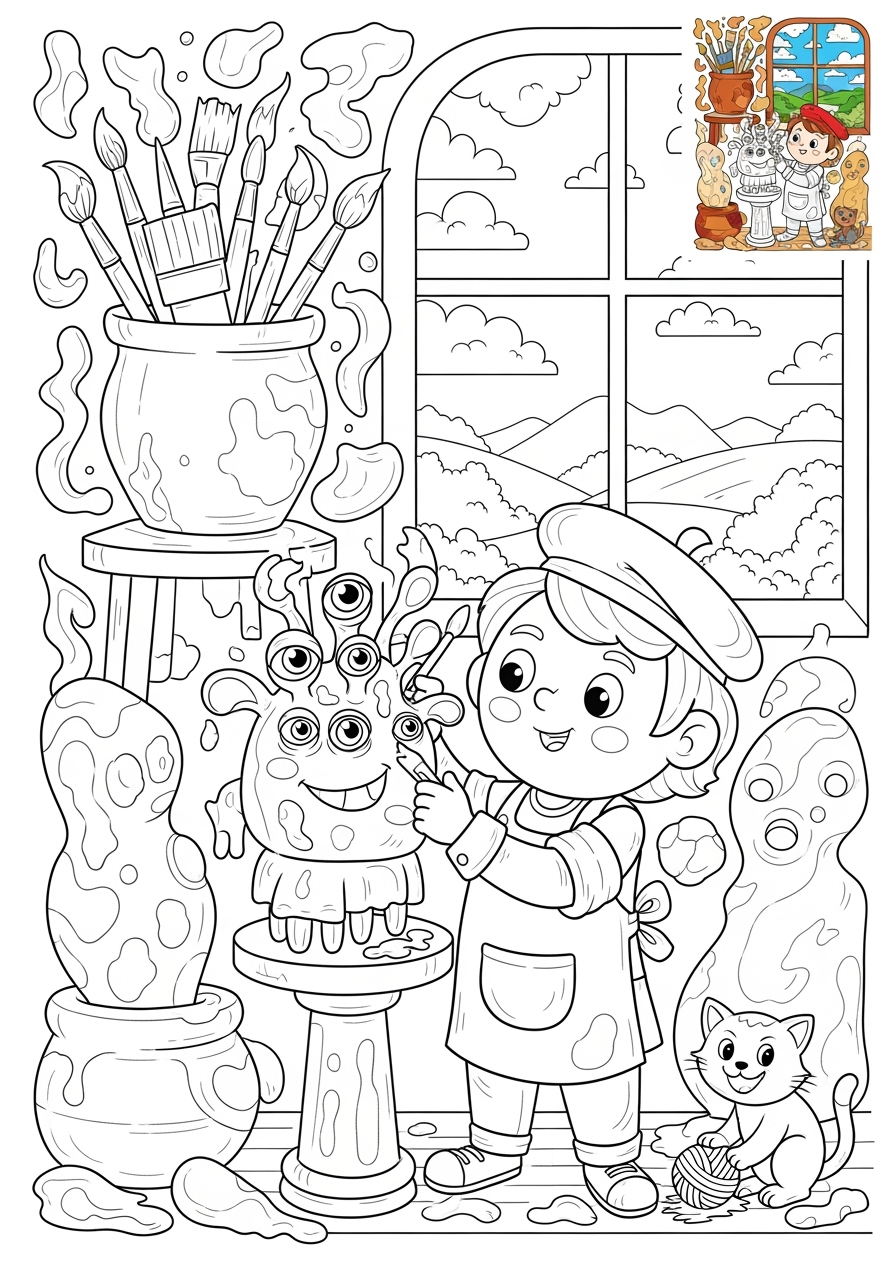 advanced people and professions Artists & Performers sculptor kids coloring page 0